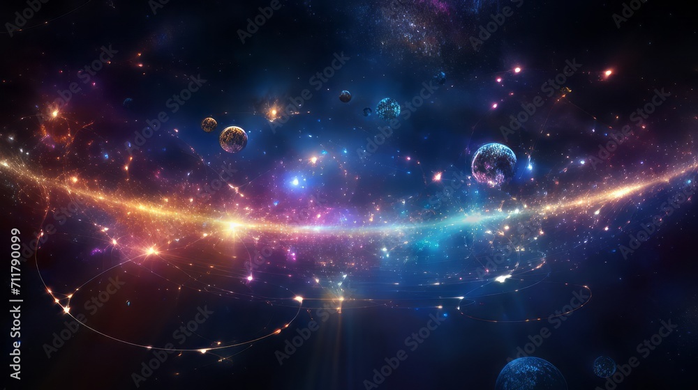 Image of a space scene with planets and stars - obrazy, fototapety, plakaty 