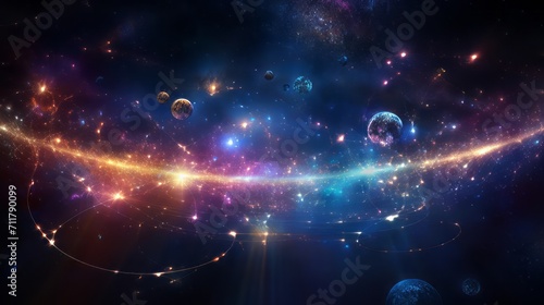 Image of a space scene with planets and stars photo