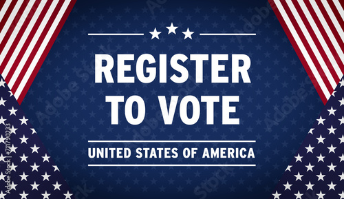 Register to vote - banner is US colors