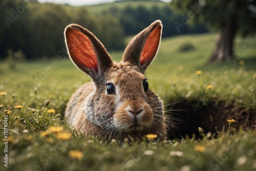 rabbit in a field, wildlife