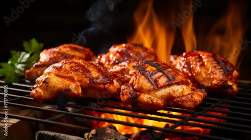Flame grilled BBQ chicken, essence of outdoor feast