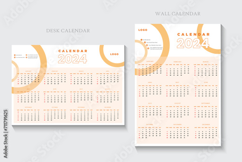 Wall and Desk Calendar Template 2024