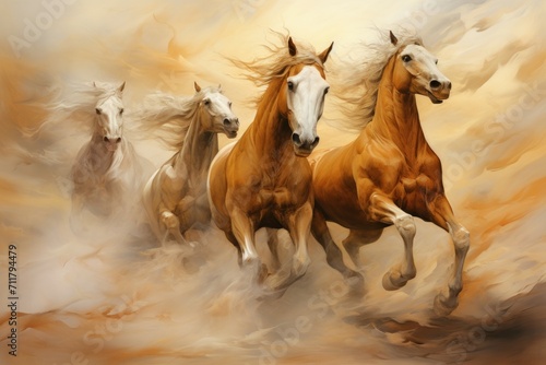Whirling sandstorm horsemen, riding on gusts of wind with unrivaled speed - Generative AI © Sidewaypics