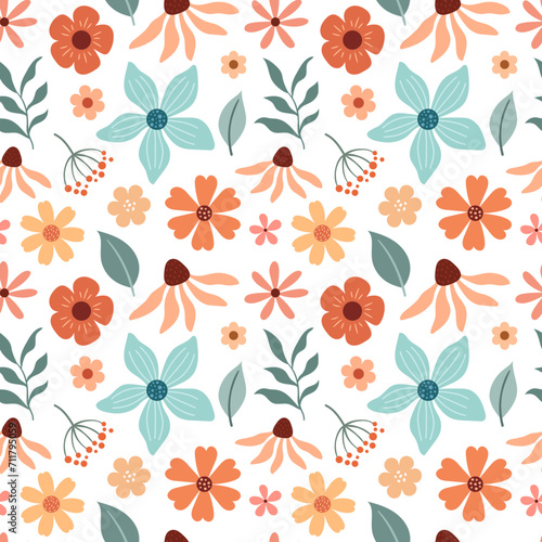 Floral spring summer pattern. Botanical illustration
