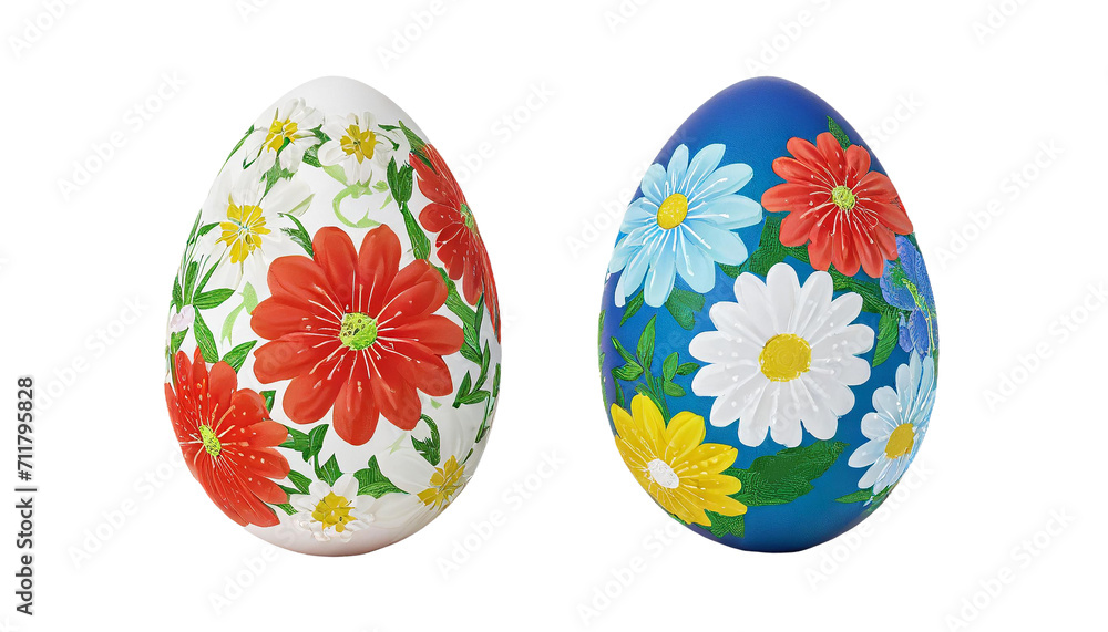 Easter eggs with flowers. Isolated on a transparent background. Easter eggs with flowers. Isolated on a transparent background.