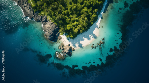 Drone shot of a tropical beach