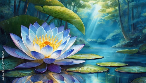 blue lotus nymphaea caerulea flower background with copy space flowers composition as background project graphic design photo