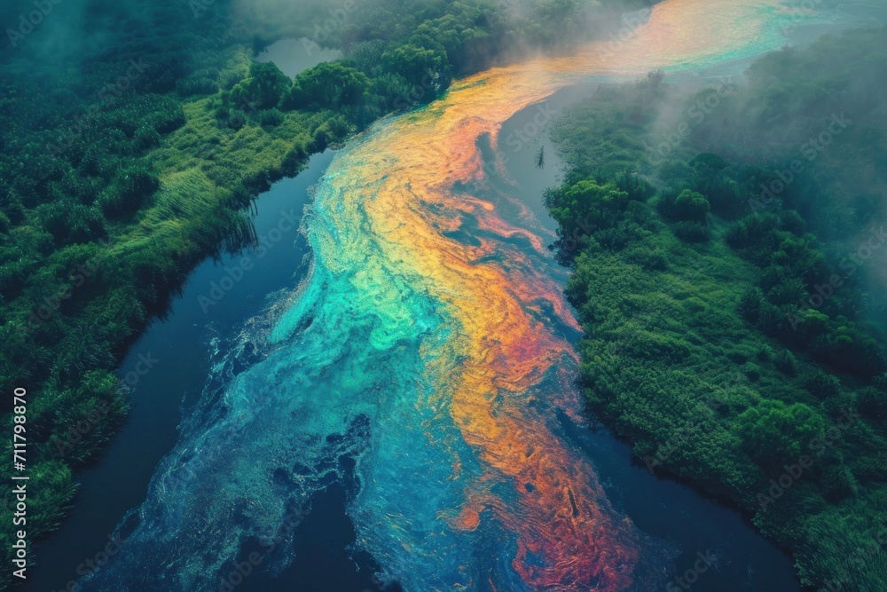 oil leaking into the river