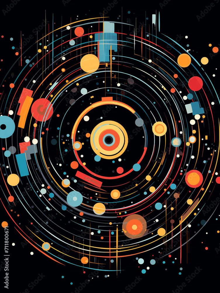 T-shirt design, a series of concentric circles of various colors, radiating outwards like a ripple in a pond created with Generative Ai T-shirt design, a series of concentric circles of various colors, radiating outwards like a ripple in a pond created with Generative Ai