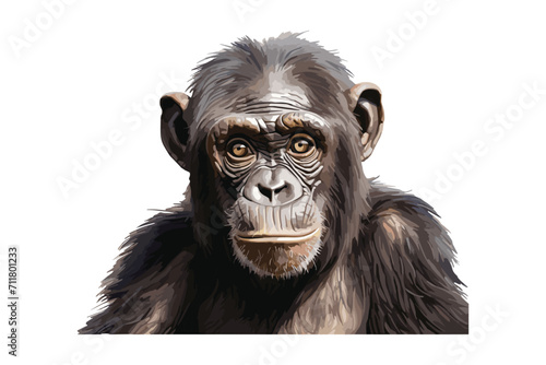 Monkey chimpanzee portrait, bonobo, ape, wildlife animal, vector illustration isolated on white background photo