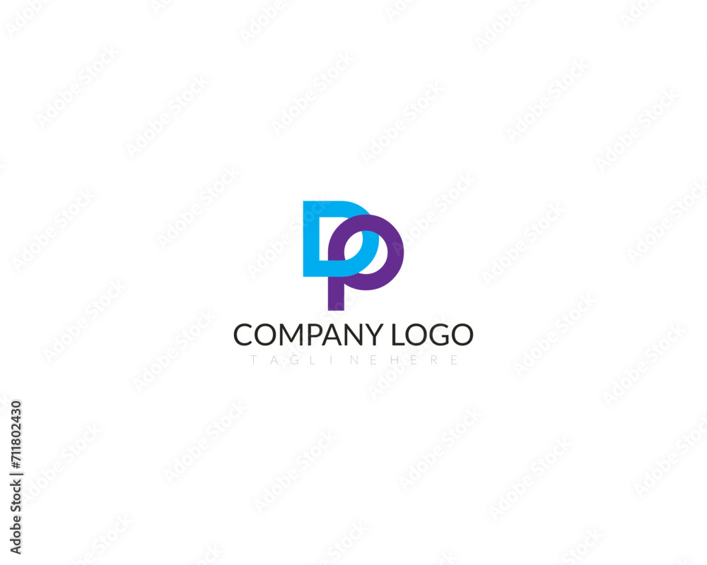 Initial letter DP logo design template on black background Initial letter DP logo design template on black background