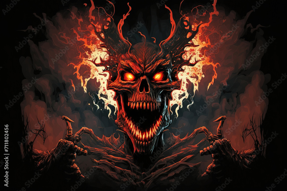 burning skull in fire burning skull in fire