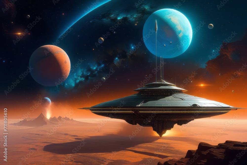 planet in space created with generative AI software planet in space created with generative AI software