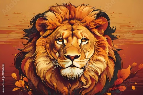 portrait of a lion illustration  vector 