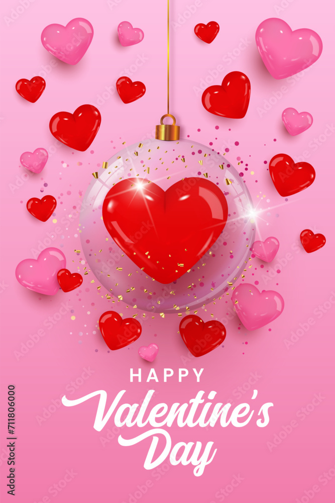 Happy valentine's day greeting card vector illustration. Valentine day card template