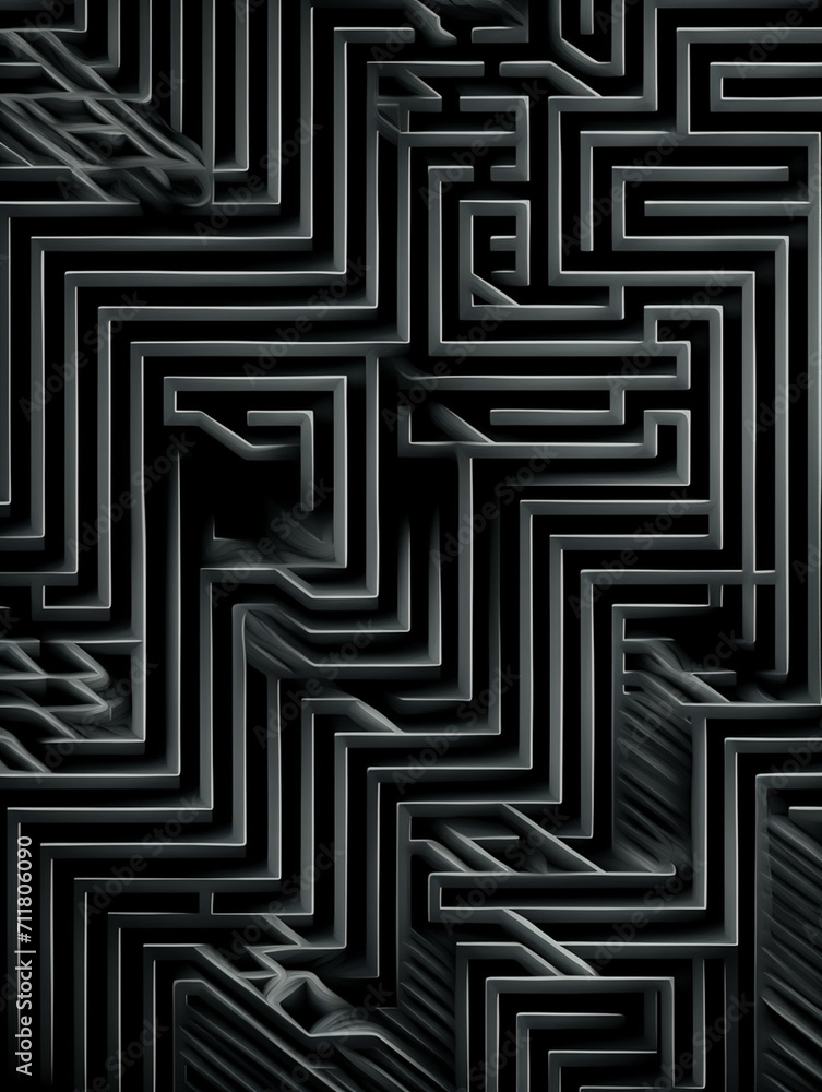 an intricate geometric pattern that forms a three-dimensional labyrinth created with Generative Ai