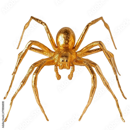 golden spider statue isolated on transparent background