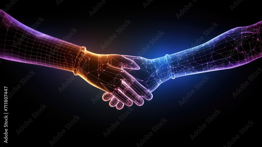 Digital composite of Handshake over dark background Digital composite of Handshake over dark background
