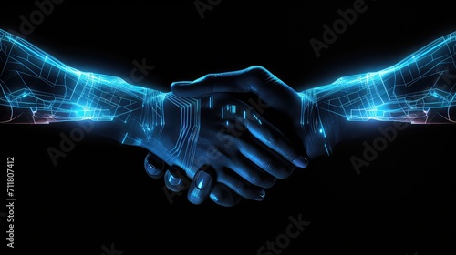 Digital composite of Handshake over dark background