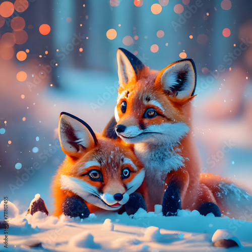 fox in the snow .Generative Ai