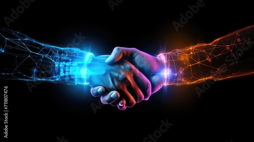 Digital composite of Handshake over dark background