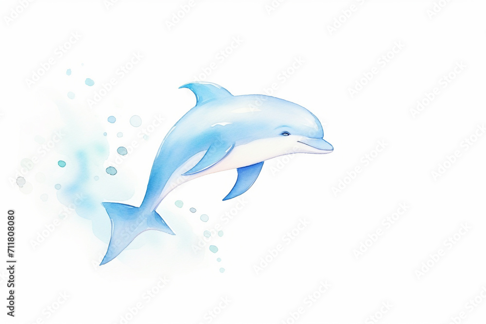 Dolphin, playful leap , cartoon drawing, water color style, AI Generated Dolphin, playful leap , cartoon drawing, water color style, AI Generated