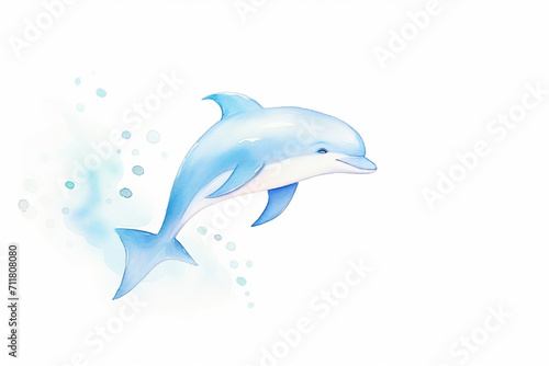 Dolphin  playful leap   cartoon drawing  water color style  AI Generated