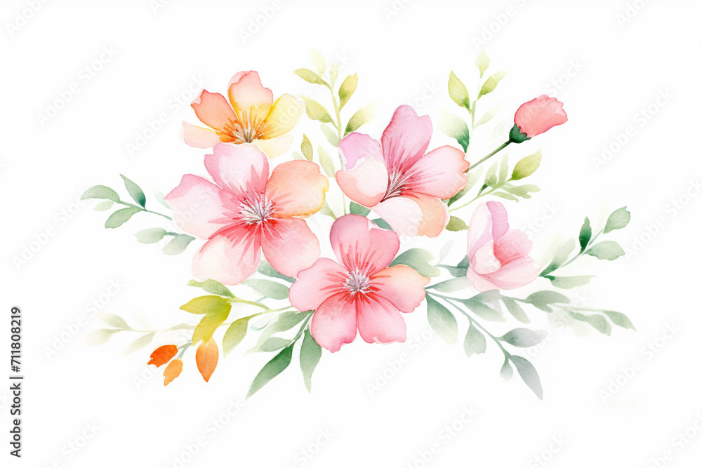 Flower, botanical illustration , cartoon drawing, water color style, AI Generated