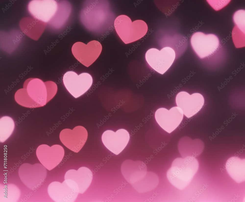 Luxury Blurred abstract background with bokeh hearts.