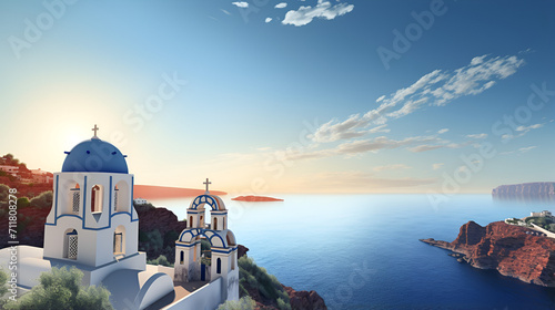Majestic Horizon Encounter: Exploring the Spiritual Realm with a High Angle View of a Church Standing Proudly Against the Sea