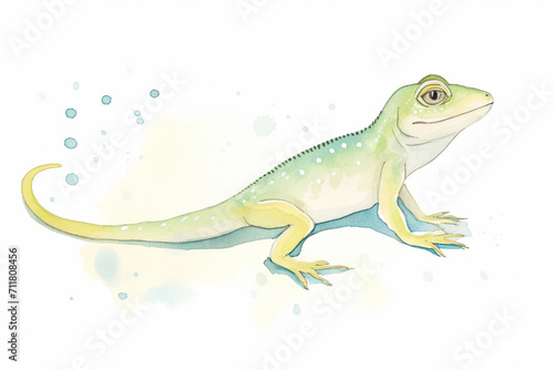 Lizard  scaly detail   cartoon drawing  water color style  AI Generated