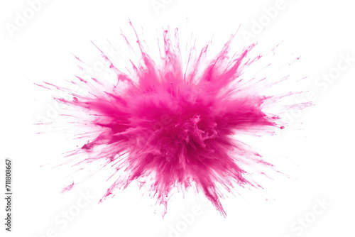 pink powder explosion isolated on white background. pink dust particles splash. Color Holi Festival. Burst of colors series. Vibrant contrast. Celebration and creativity concept background texture 4