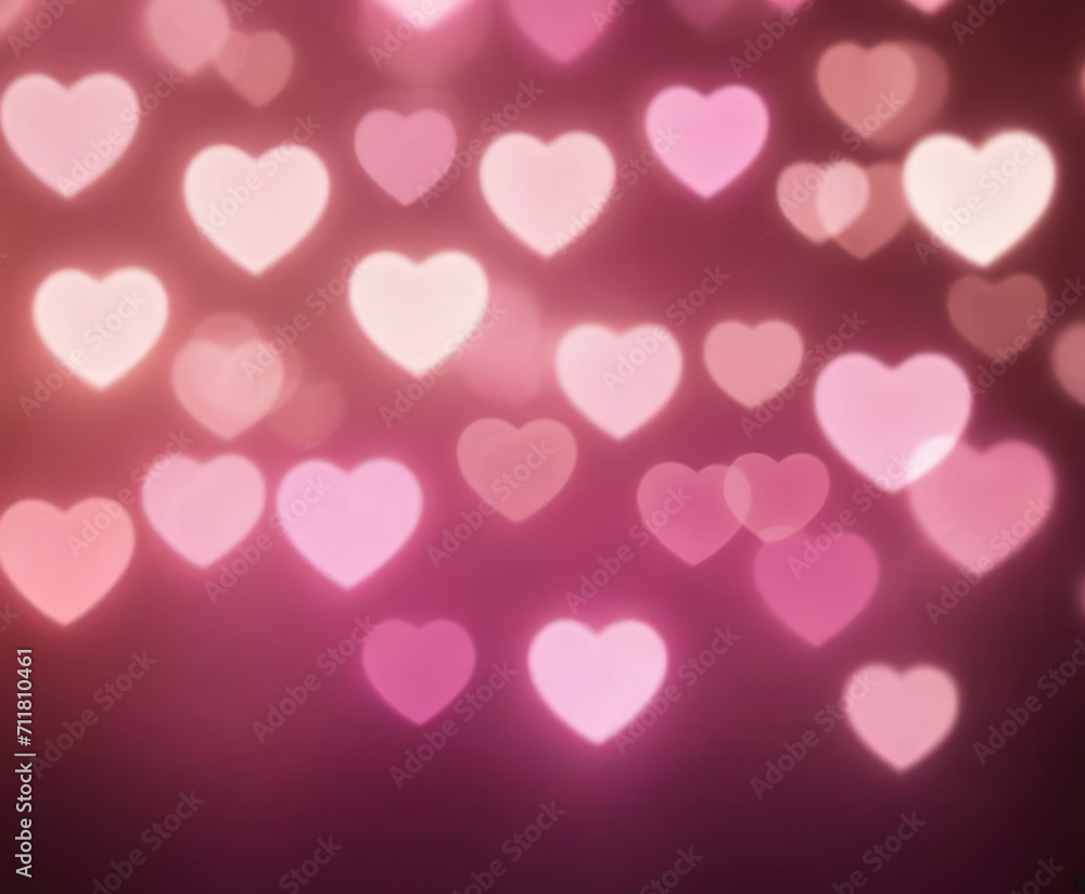 Blurred abstract background with bokeh hearts for valentines day.