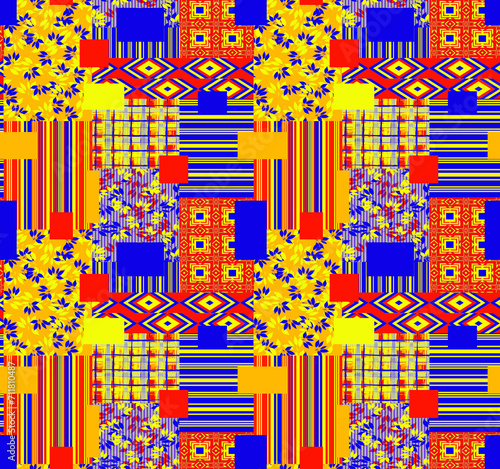 Patched Quilt Work Country Seamless Pattern