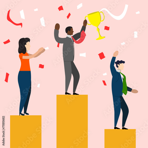 Employee Reward or recognition concept, Employee of the Month or sales person of the month, year concept