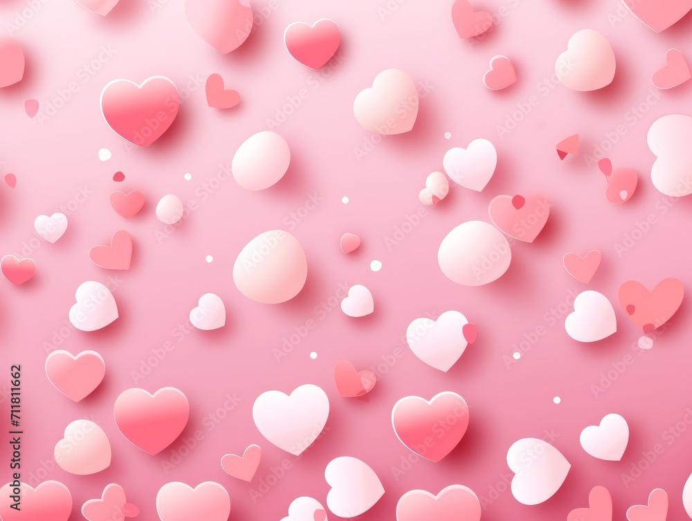 Pink background with hearts for valentine's day