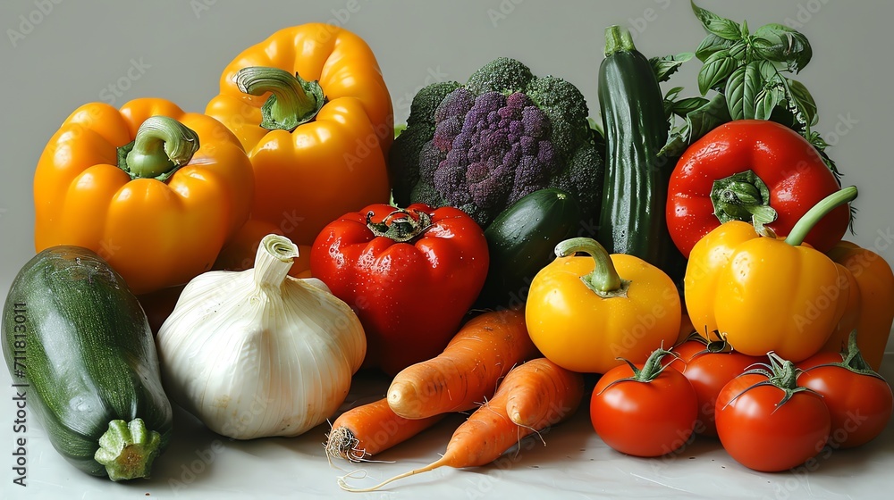 Fresh Vegetables Collection on Light Background Fresh Vegetables Collection on Light Background