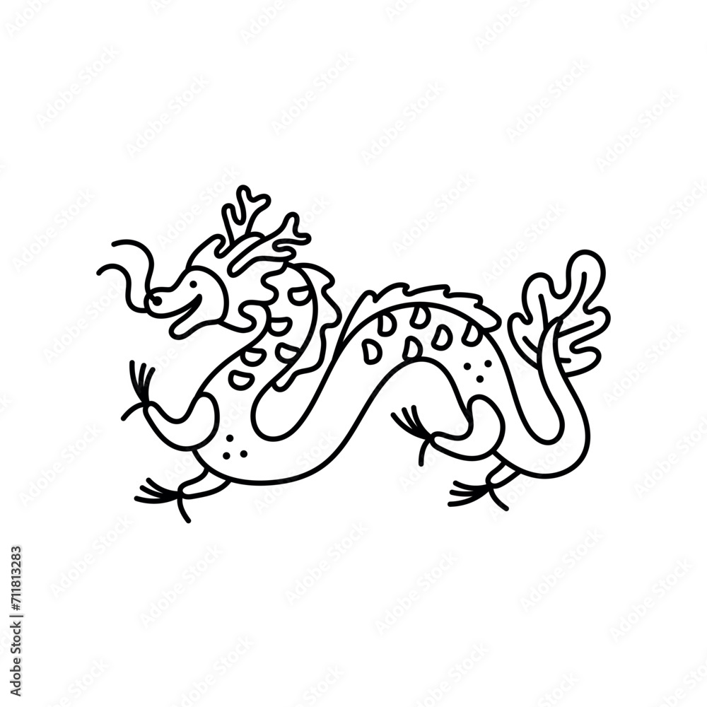 Obraz premium Chinese asian dragon color concept. Dragon for tattoo design.