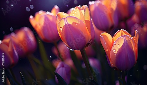 tulips with rain drops photo