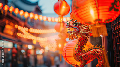 Chinese New Year lanterns and dragon © Tida