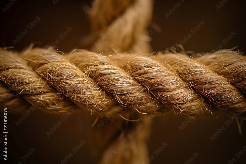 Close-Up of a Robust Twisted Hemp Rope