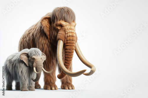 Large mammoth and its calf. Place for text.