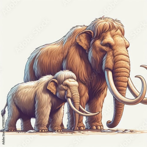 Large mammoth and its calf.