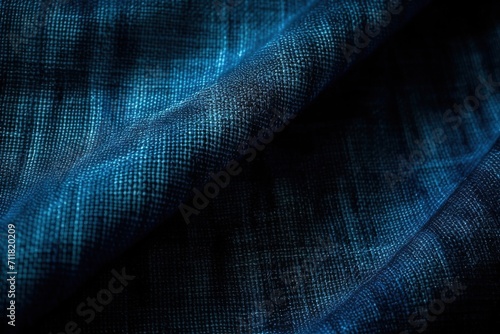 close-up of a dark blue textile material with a textured surface.