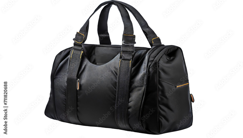 Fototapeta premium Black sport bag isolated on a transparent background.