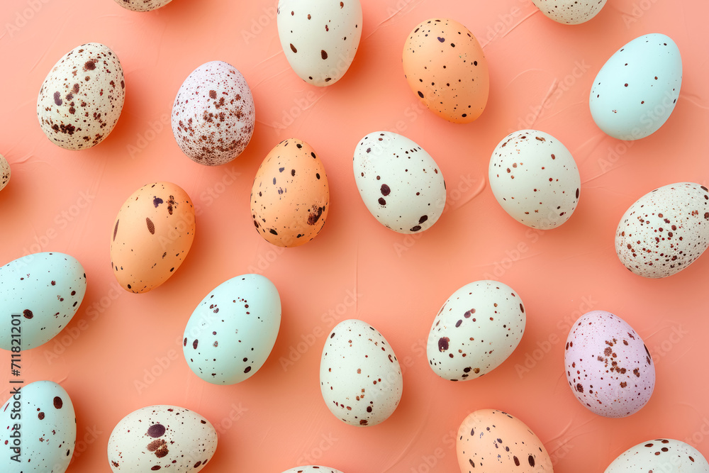  Assorted Quail Egg Pattern on Coral Background