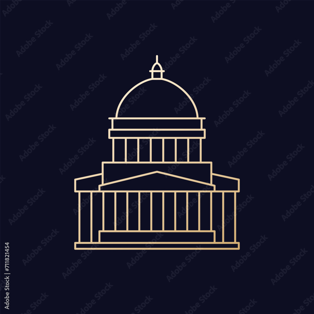 capitol building icon, line vector