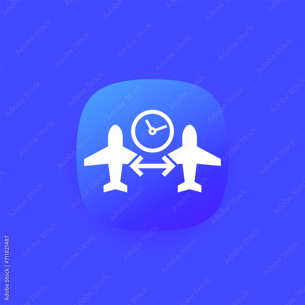 connecting flight, transit time vector icon connecting flight, transit time vector icon