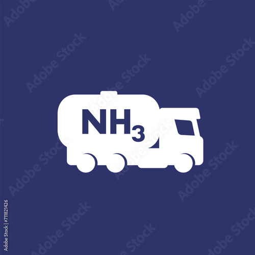 ammonia, NH3 gas tanker truck vector icon
