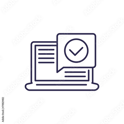 completed progress line icon with laptop